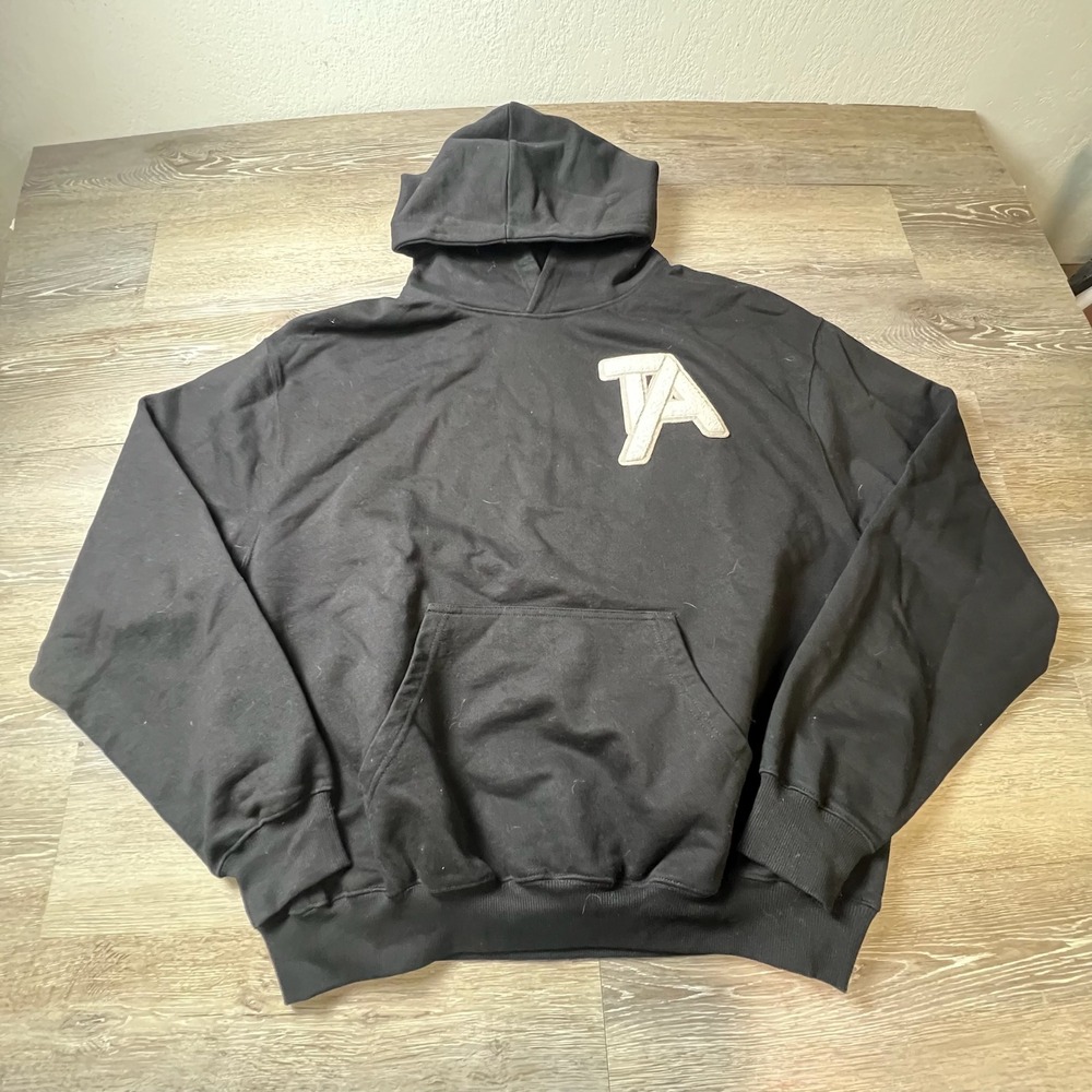 Talentless Hoodie Mens L Black Chenille TA Patch Boxy Heavyweight Sweatshirt